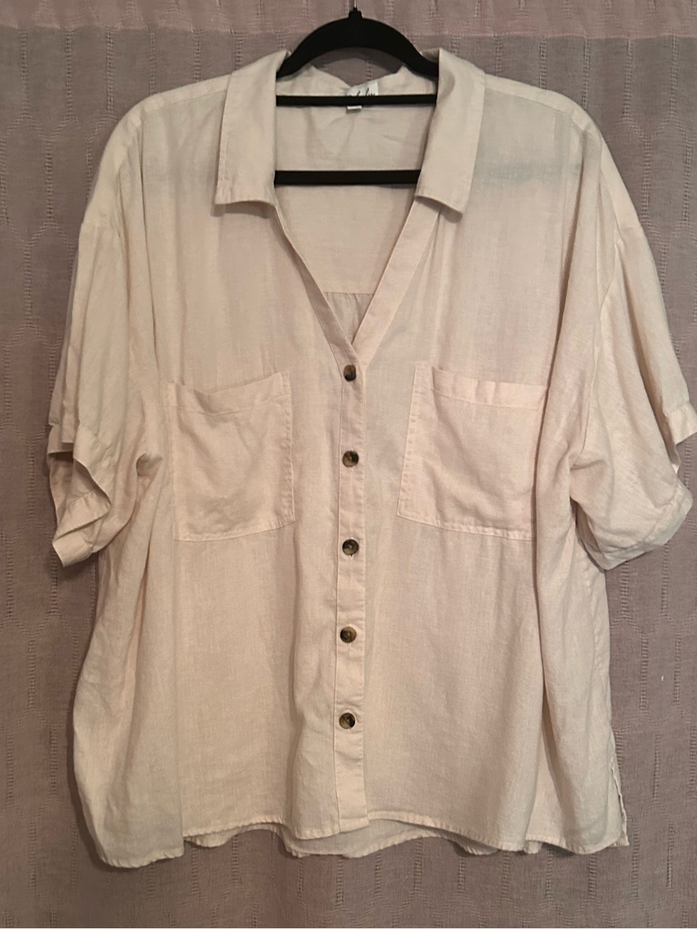 Wonderly Short Sleeve Button Down Blouse